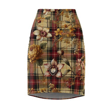 Load image into Gallery viewer, Women's Pencil Skirt (AOP) Harmonic Bloom Plaid Collection