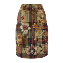 Load image into Gallery viewer, Women's Pencil Skirt (AOP) Harmonic Bloom Plaid Collection