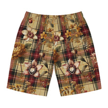 Load image into Gallery viewer, Men's Board Shorts (AOP) Harmonic Bloom Plaid Collection