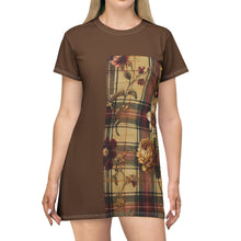 Load image into Gallery viewer, T-Shirt Dress (AOP) Harmonic Bloom Plaid Collection