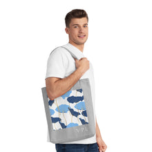 Load image into Gallery viewer, Blue Floral Woven Tote Bag