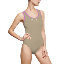 Load image into Gallery viewer, V P L Women's Classic One-Piece Swimsuit Sand