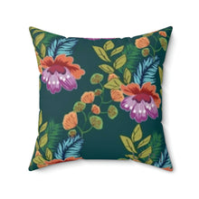 Load image into Gallery viewer, Faux Suede Square Pillow Floral