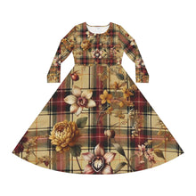 Load image into Gallery viewer, Women&#39;s Long Sleeve Dance Dress (AOP) Harmonic Bloom Plaid Collection
