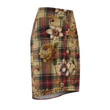 Load image into Gallery viewer, Women&#39;s Pencil Skirt (AOP)  Harmonic Bloom Plaid Collection
