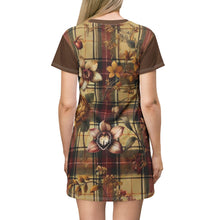 Load image into Gallery viewer, T-Shirt Dress (AOP)  Harmonic Bloom Plaid Collection
