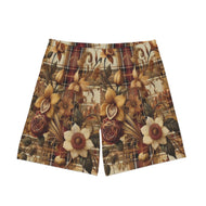 Men's Elastic Beach Shorts (AOP) Harmonic Bloom Plaid Collection