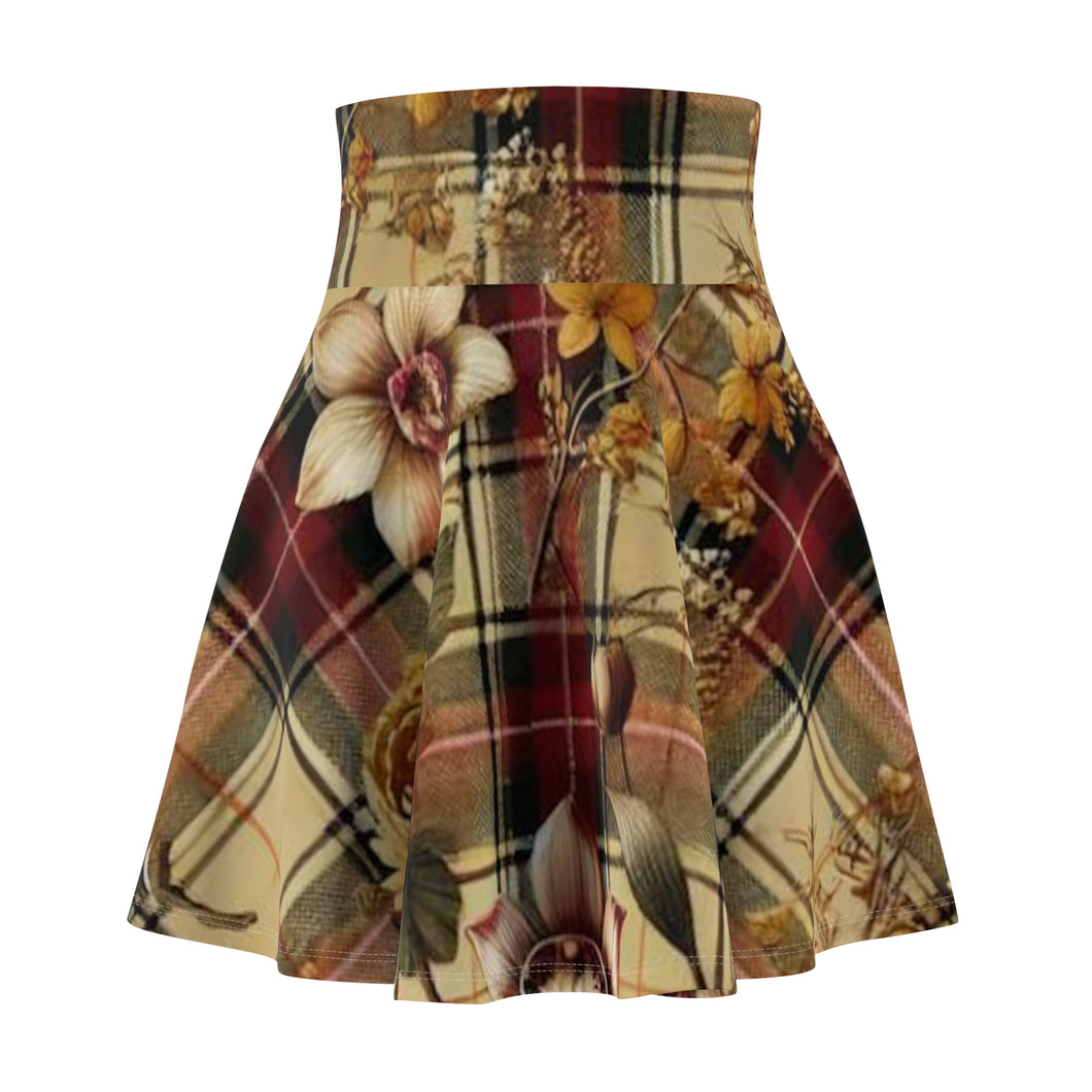 Women's Skater Skirt (AOP)  Harmonic Bloom Plaid Collection