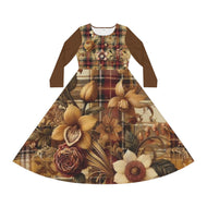 Women's Long Sleeve Dance Dress (AOP)  Harmonic Bloom Plaid Collection