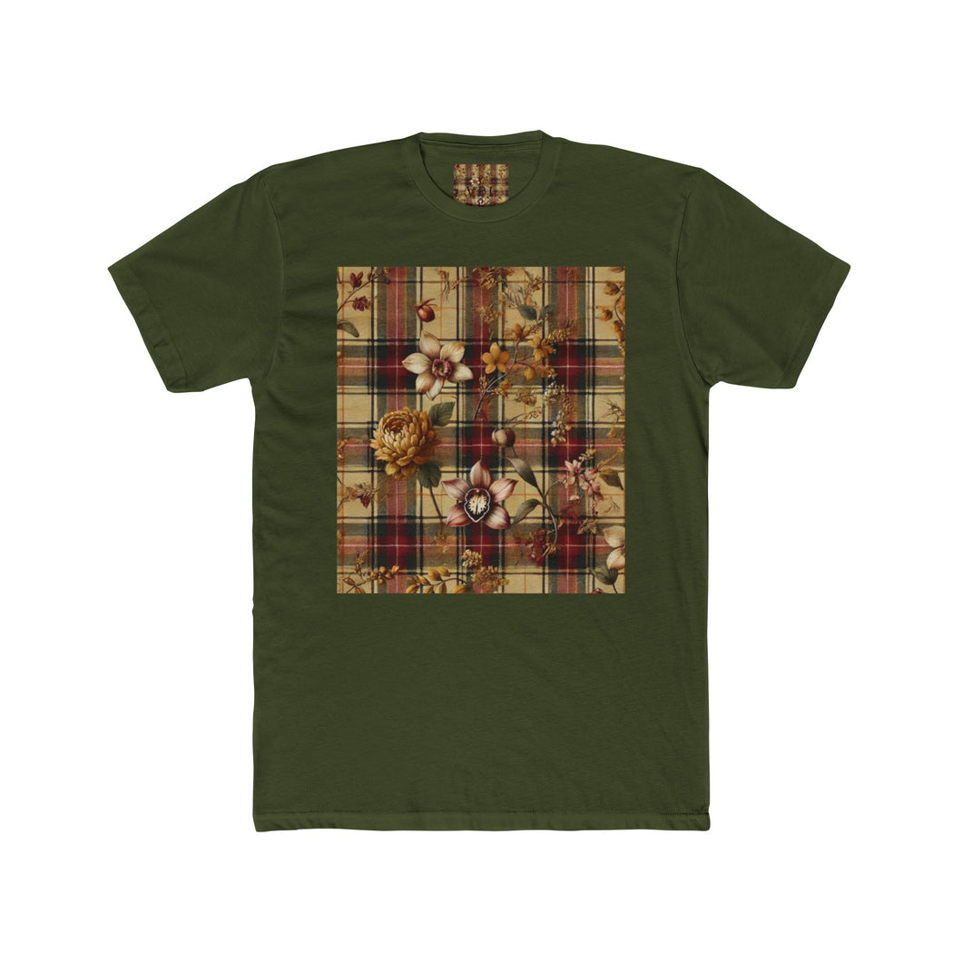 Unisex Cotton Crew Tee Harmonic Bloom Plaid Collection
