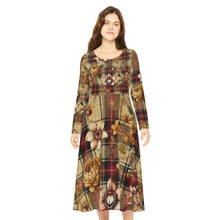 Load image into Gallery viewer, Women&#39;s Long Sleeve Dance Dress (AOP) Harmonic Bloom Plaid Collection

