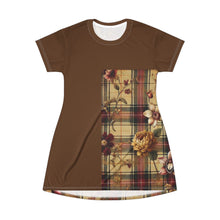 Load image into Gallery viewer, T-Shirt Dress (AOP)  Harmonic Bloom Plaid Collection
