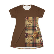 T-Shirt Dress (AOP)  Harmonic Bloom Plaid Collection