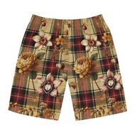 Men's Board Shorts (AOP) Harmonic Bloom Plaid Collection