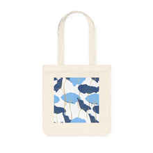 Load image into Gallery viewer, Blue Floral Woven Tote Bag

