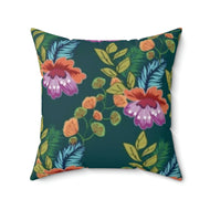 Faux Suede Square Pillow Floral