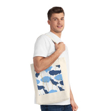 Load image into Gallery viewer, Blue Floral Woven Tote Bag
