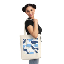 Load image into Gallery viewer, Blue Floral Woven Tote Bag
