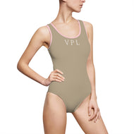 V P L Women's Classic One-Piece Swimsuit Sand