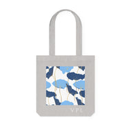 Blue Floral Woven Tote Bag
