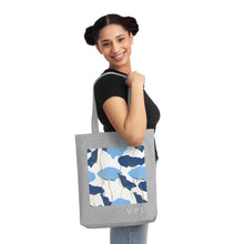 Load image into Gallery viewer, Blue Floral Woven Tote Bag

