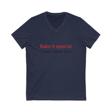 Load image into Gallery viewer, Unisex Jersey Short Sleeve V-Neck Tee
